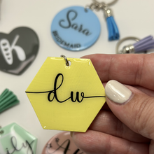 Load image into Gallery viewer, Hexagon Custom initial Keychain
