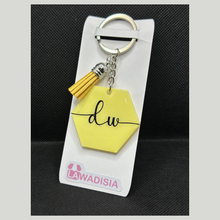 Load image into Gallery viewer, Hexagon Custom initial Keychain
