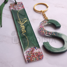 Load image into Gallery viewer, Custom Set of bookmark &amp; keychain glass gravel,
